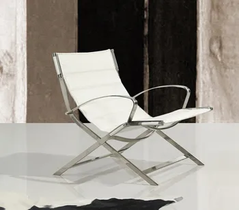 

Armchair RE80, relax, stainless steel, regenerated leather White