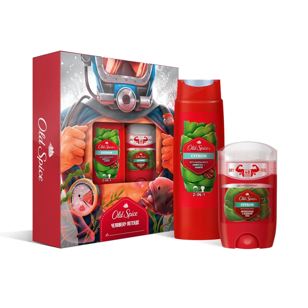 Подарочный набор Old Spice Citron(Твердый антиперспирант 50 мл+ Гель для душа 2в1 250 мл