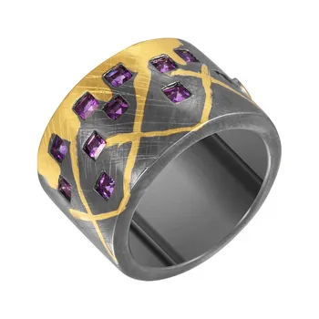 

Silver ring with amethyst sunlight sample 925