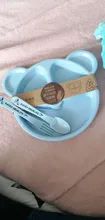 Cuenco para bebé, cuchara y tenedor, vajilla de alimentación, sin BPA, oso de dibujos animados, platos para niños, juego de vajilla para comer para bebé, plato de entrenamiento anticaliente