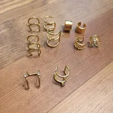 Pendiente de cartílago falso para mujeres y hombres, Clips de oreja sin Piercing, de hojas doradas, joyería, regalos al por mayor