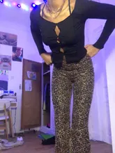 Sweetown marrón leopardo Y2K Joggers de cintura alta pantalones doble capa de red E chica estética Pantalones mujer pantalones de chándal