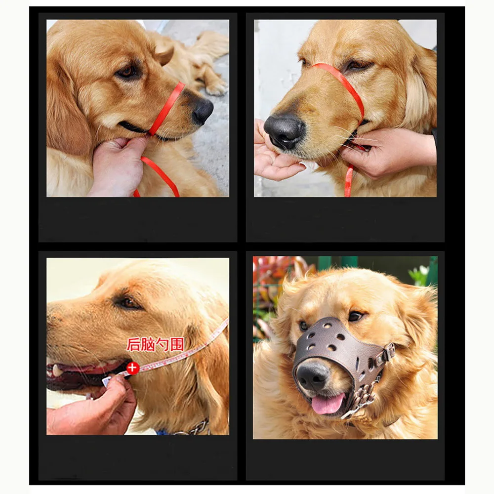 Dog Anti-Bark Bite Muzzle Mask Soft Leather Adjustable Pet Dog Muzzles XS-XL COSP4g120