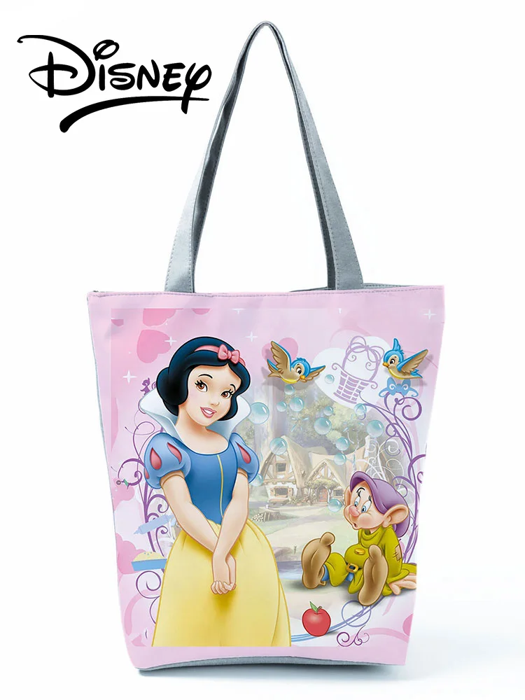 Disney Princess Printed Handbags Fashion Cartoon Shoulder Bag High Capacity Women Shopping Bag Lady Storage Bag Travel Beach Bag 
