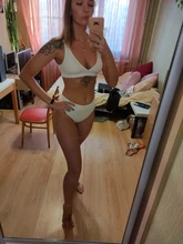 Womens Swimsuits Swimwear Bikini-Set Ribbed Push-Up Black INGAGA High-Waist Biquini