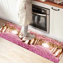 Else розовый дерево Розы Цветы Листья путь 3d принт Нескользящая микрофибра кухня счетчик современный декоративный моющийся коврик