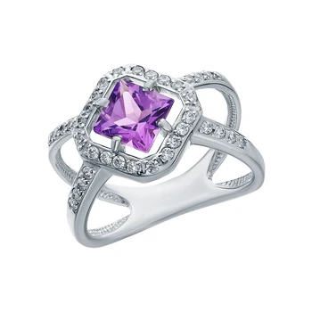 

Silver ring with amethyst and cubic zirconia sunlight sample 925