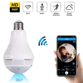 

Panoramic Bulb Light mini Camera HD 960P 360 Degree Fisheye Wifi Wireless CCTV LED hidden Light lamp IP P2P Home Security cam