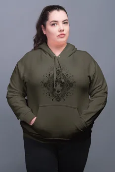 

Angemiel Wear Moon Pattern Hole Facing Green Women 'S Hooded Sweatshirt
