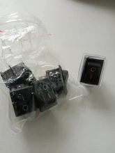 5 unids/lote negro botón Mini interruptor 6A-10A 110V 250V 2Pin Snap-en/Off interruptor basculante 21MM * 15MM con la cubierta impermeable negro