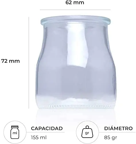 Vasos yogurtera de cristal con tapa pack de 8/20 botes para yogurtera de  143/150