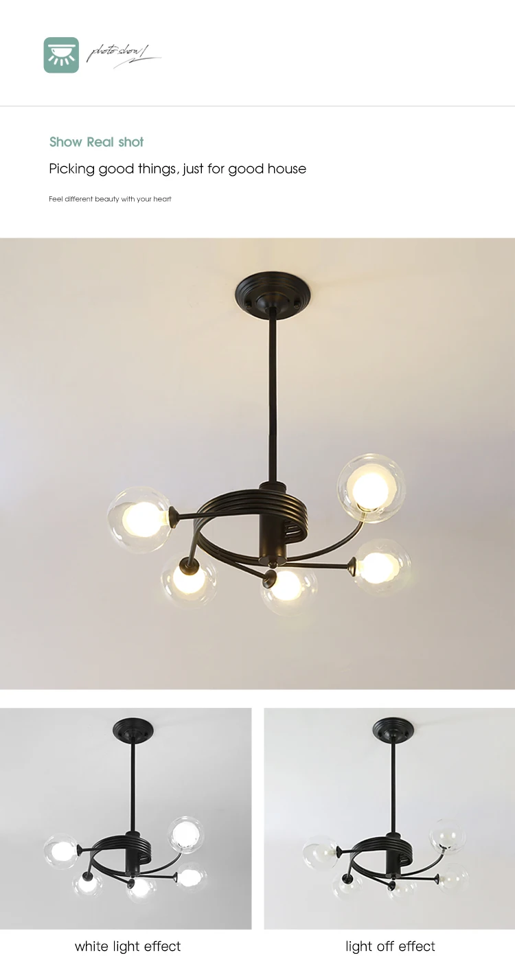 wood chandelier Led Chandelier For Living Room Bedroom Nordic Glass Ball Indoor Lighting Dining Table Kitchen Loft Rotate Ceiling Hanging Lamp antler chandelier