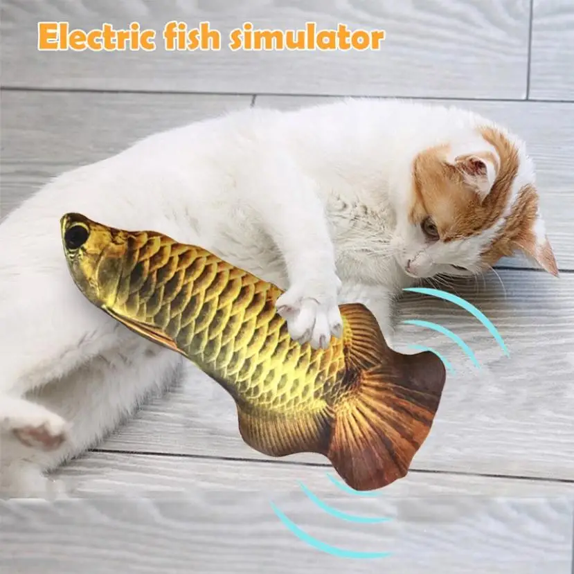 

Creative 30CM Electric Fish Cat Toy USB Charging 3D Simulation Fish with Catnip Pet Supplies Cat Chewing Interactive Games Toys