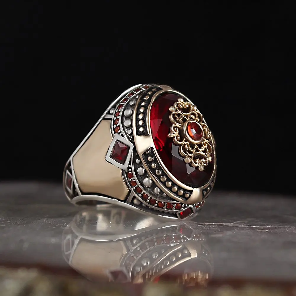 te93red-925-Sterling-Silver-Ring-Men -Rings-Turkish -Jewelry - Male -Jewelry -Ring- For- Men- Women- Ring -Men -Jewelry -Made- in -Turkey