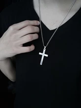 Colgante cruzado Vintage de aleación de Zinc para hombre y mujer, gargantilla de cadena negra clásica Punk, joyería