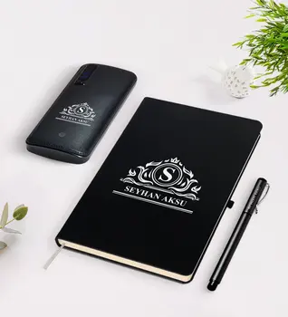 

Personalized Is Black Notebook Pen 12.000 Mah Powerbank Gift Seti-12