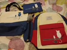 Panelled Shoulder-Bag Backpack Female Canvas Girl FUNMARDI Women for Patchwork Cat-Pattern