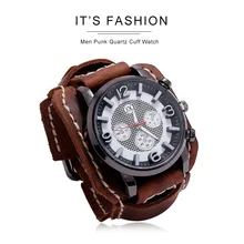 Jessingshow-Relojes Retro de cuero para hombre, cronógrafo deportivo, de cuarzo, estilo Punk, Masculino, 2020