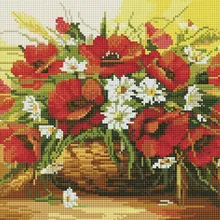 Алмазная мозаика EF 232 Маки и ромашки 30*40