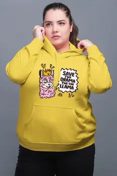 

Angemiel Wear Save The Drama For Llama Yellow Women 'S Hooded Sweatshirt