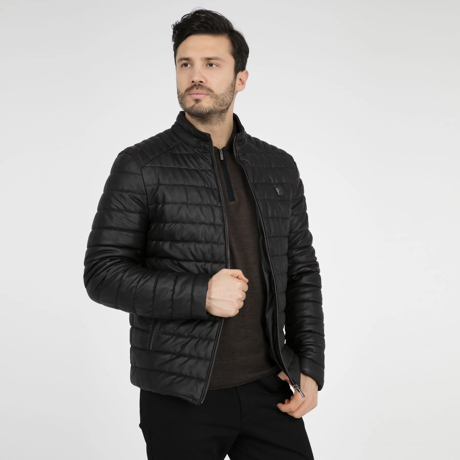 Мужская куртка поло из искусственной кожи G081SZ035P01 P8028 | одежда