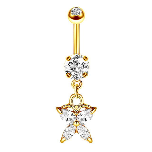 Gold Color Heart belly button ring 14G belly ring cute navel piercing bar sexy belly piercing dangle navel ring lot