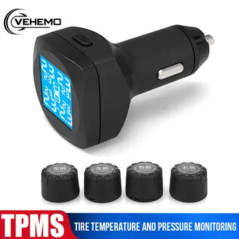 

Universal TPMS For Gauge Digital Car LCD Display Cigarette Type USB Tmps High Temperature Alarm Tire Pressure Monitoring System