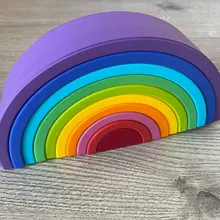 TYRY.HU-mordedor de silicona para bebé, mordedor educativo de arcoíris suave, bloques de apilamiento plegables 3D, juguetes libres de bisfenol A, 7/10 Uds.