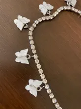 De moda de cristal Bling directo collar de gargantilla de cadena para las mujeres de Color oro y plata 7 mariposa cereza colgante collar de joyería