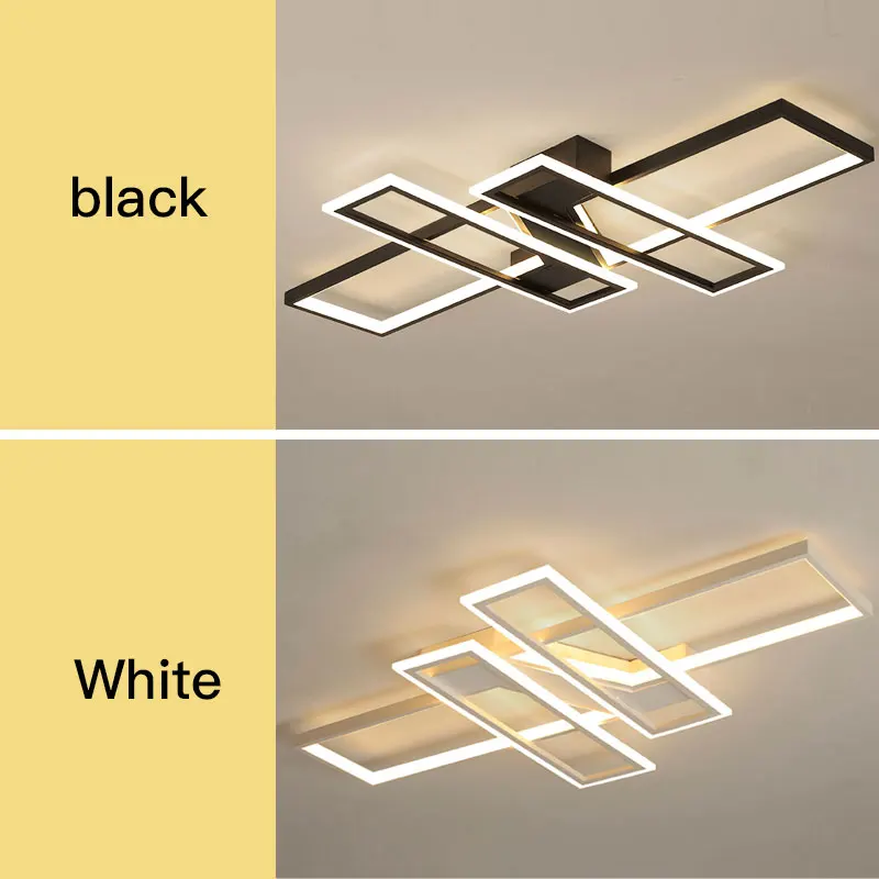 Modern Simple Design LED Chandelier For Living Room Bedroom Dining Room Kitchen Ceiling Lamp Black Creative Remote Control Light dining light fixtures