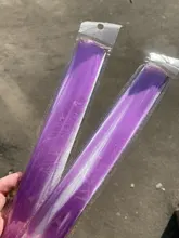 Leeons-extensiones de cabello Raiinbow, Clip en una pieza, pelo sintético liso, 18 pulgadas, largo degradado, rosa, púrpura, rojo y azul