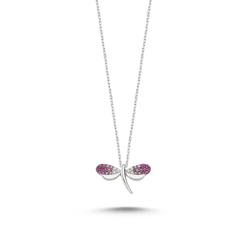 

Armagano Pink Grayscale Zircon Dragonfly Necklace