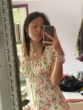 Vestido de verano de las mujeres de manga corta Puff novia impreso acanalada fiesta de Split largo Maxi Vestidos cordón Vestidos Sexy vestido