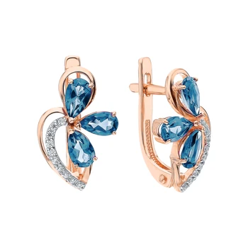 

Gold earrings with Topaz and cubic zirconia sunlight sample 585 test