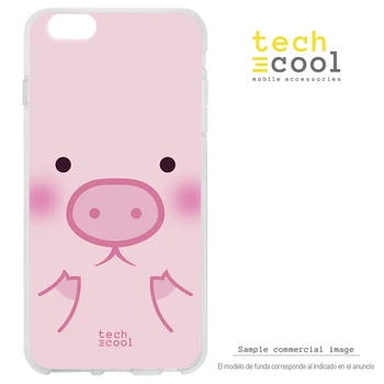 

FunnyTech®Silicone Case for LG Q7 l piggy face kawaii pink background