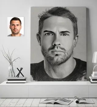 

Personalized Men 'S Charcoal Artistic Portrait Design Canvas Table 70x100cm-5