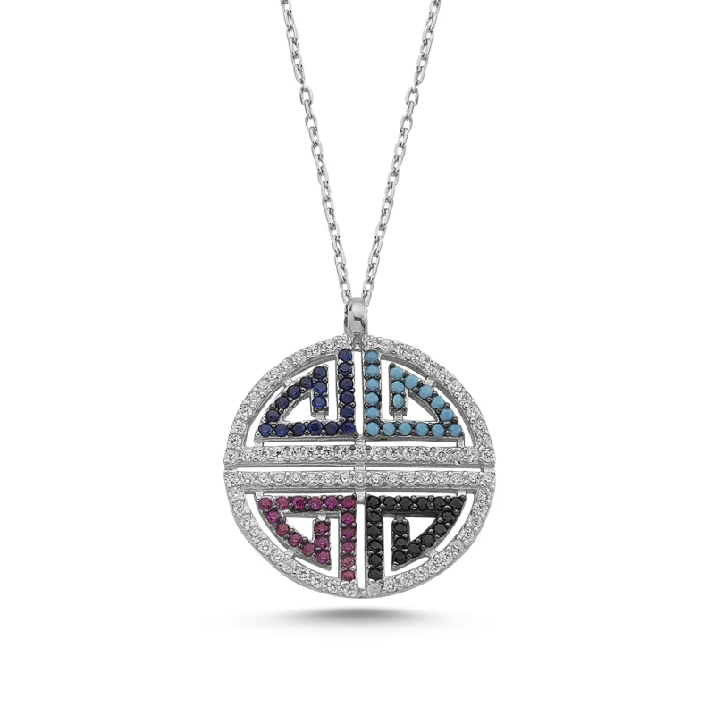 

Silver 925 Sterling Mixed Color Zircon Stone Necklace