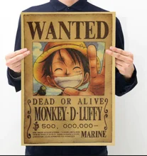 Figuras de acción de One Piece Bounty, pegatinas de pared con estampado de póster artesanal, película Vintage, Playbill, Luffy, papel tapiz de una pieza, 1 Uds.