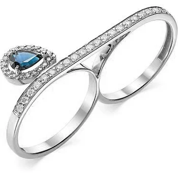 

Master brilliant two-finger ring with sapphire and white gold diamonds