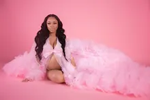 Túnicas de tul esponjosas para mujer, vestidos largos de tul azul cielo personalizados, para sesión de fotos, playa, fiesta de cumpleaños, Túnica de tul