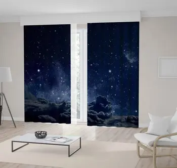 

Curtain Clouds Nebula and Stars in Deep Space Glowing Mysterious Universe Magical Artwork Printed Blue Gray White