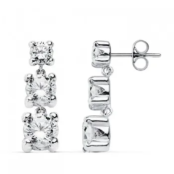 

18K WHITE GOLD EARRINGS THREE BODIES ZIRCONS