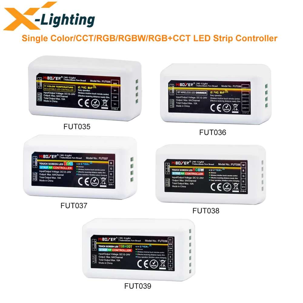 

Milight 2.4G RF Wireless single color dimmer CCT RGB RGBW RGB+CCT FUT035 FUT036 FUT037 FUT038 FUT039 led strip controller