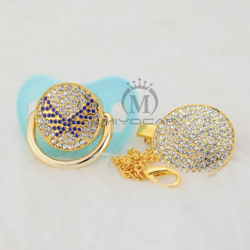 MIYOCAR Bling blue wing соска и зажим набор соска держатель цепи bling blue wing соска уникальный дизайн ABWG - Цвет: ABBF-7-1  6-18M