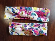 2 unids/set mamá y bebé madre bebé turbante de la hija de mamá de conejo diadema para orejas impresión Floral padre-hijo accesorios para el cabello