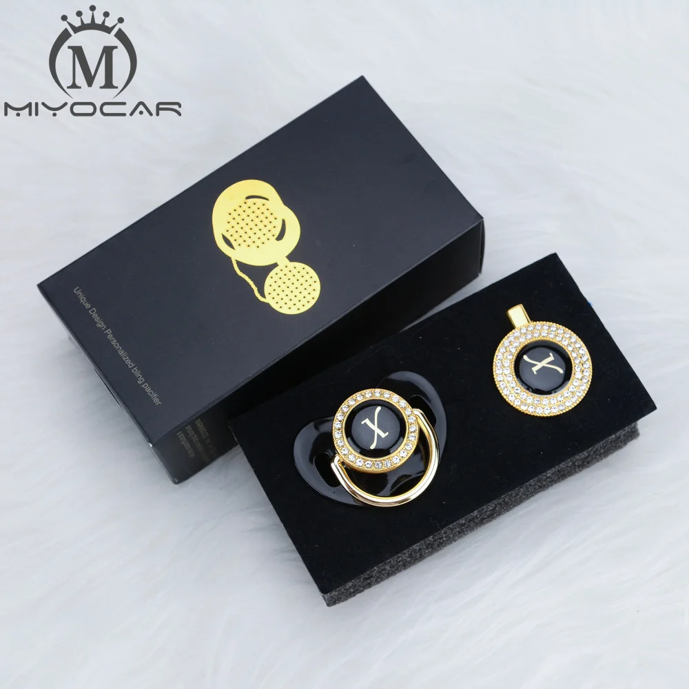 MIYOCAR имя инициалы Письмо X Элегантный Серебряный bling соска и пустышка Клип BPA бесплатно пустышка bling уникальный дизайн SGS пройти LX