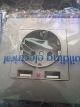 SRAN EU 2gang power socket,16A electrical plug grounded Hide LED indicator ,double socket