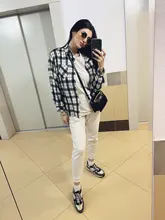 Plaid Shirt Blouse Women Tops Blusas Long-Sleeve Loose Flannel Plus-Size Cotton New-Brand