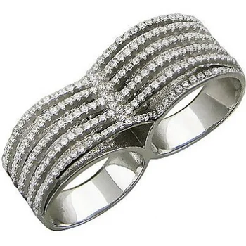 

Esthete ring for two fingers with cubic zirconia