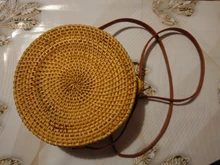 Gusure-Bolso de mimbre tejido para mujer, bandoleras cruzadas hechas a mano de verano para la playa, pequeñas, de hombro redondo de paja